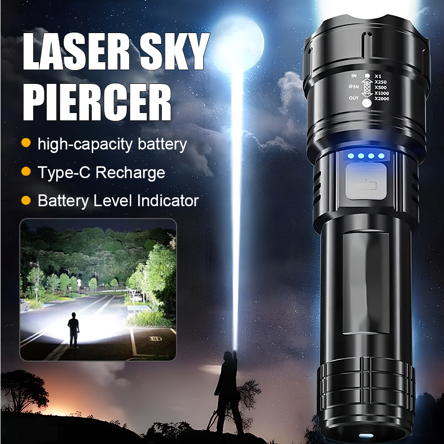 Tactical Flashlight Rechargeable - High Power P50 LED Flashlight USB