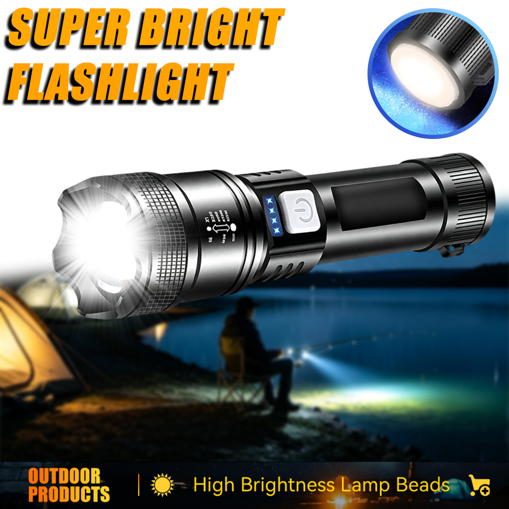 Tactical Flashlight Rechargeable - Powerful LED Flashlight USB Rechargeable Torch