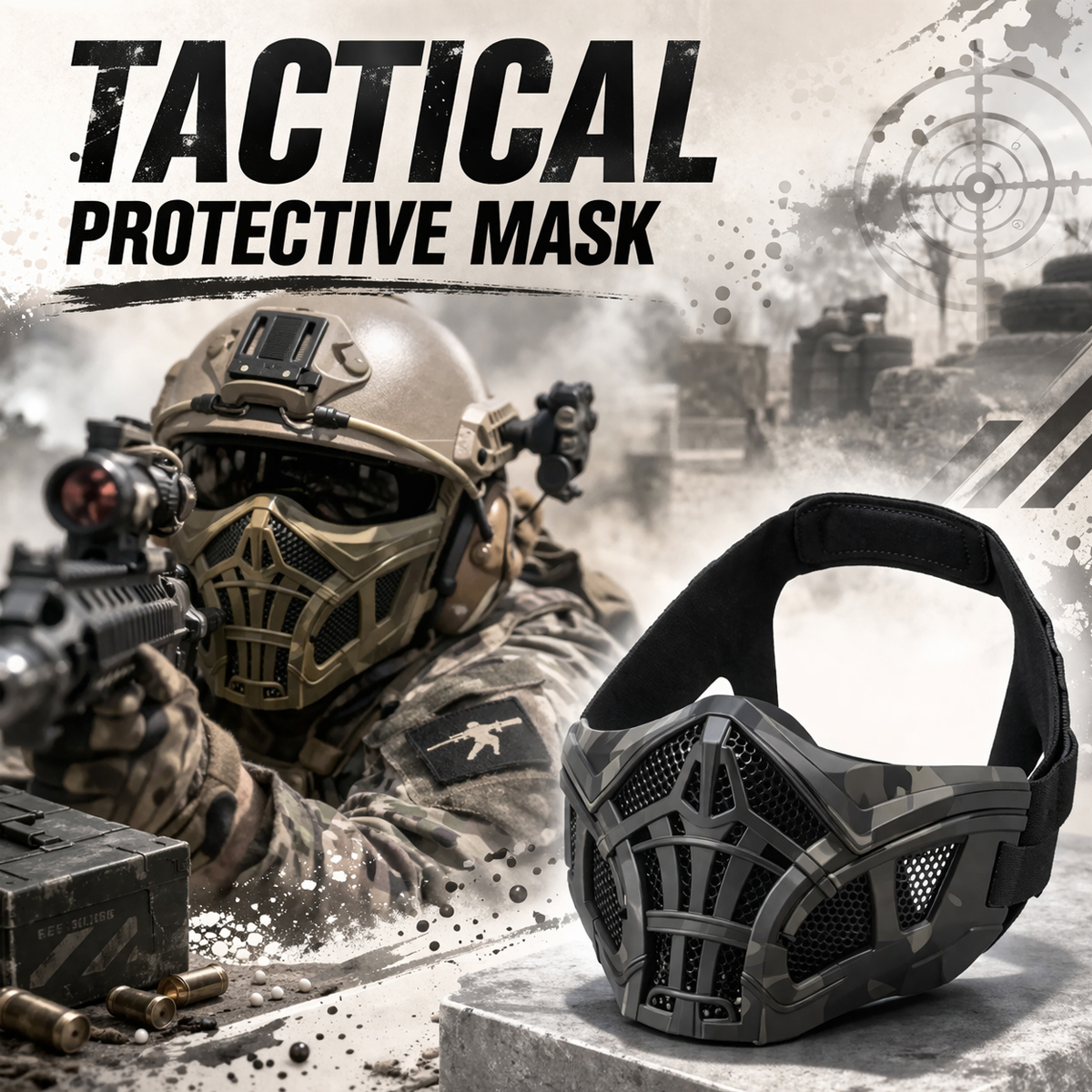 Outdoor Hunting Movies - Tactical Airsoft Mask Protective Half-Face Breathable