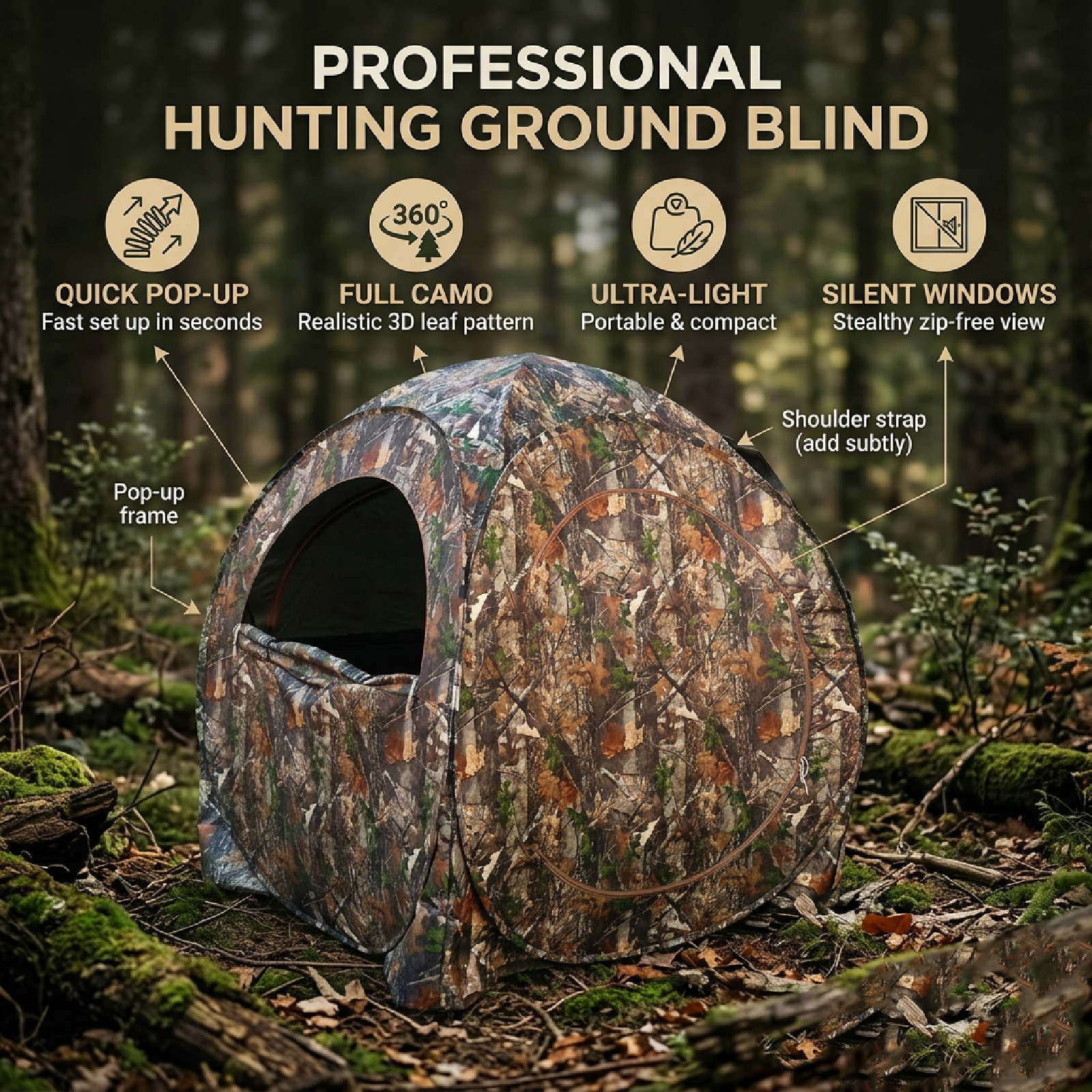 Camouflage Pop-Up Hunting Blin – Hunting & Outdoor Supplies Photos Bewertung und Preis